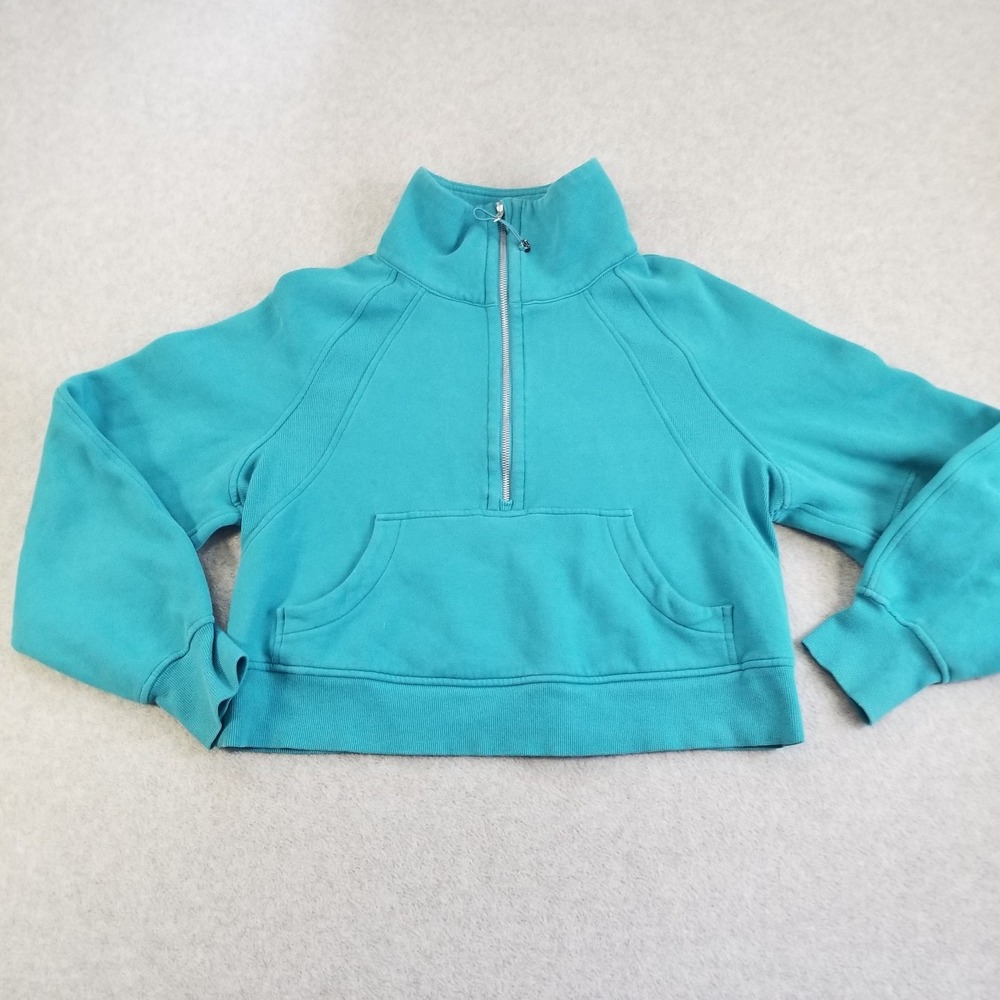 Lululemon Sweater Womens XS Teal Scuba Oversized Funnel Neck 1/2 Zip Sweatshirt